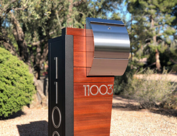 custom stainless steel mailbox with desert background