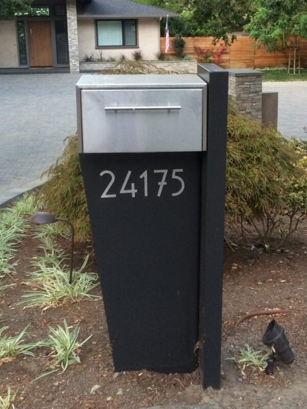 Mailbox Post with Stainless Steel Mailbox